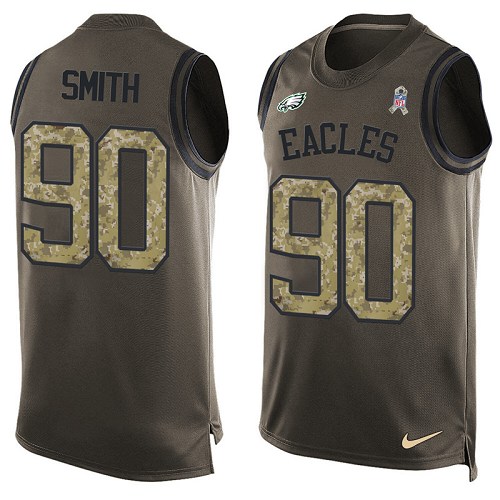 Men's Limited Marcus Smith II Nike Jersey Green - #90 Salute to Service Tank Top NFL Philadelphia Eagles